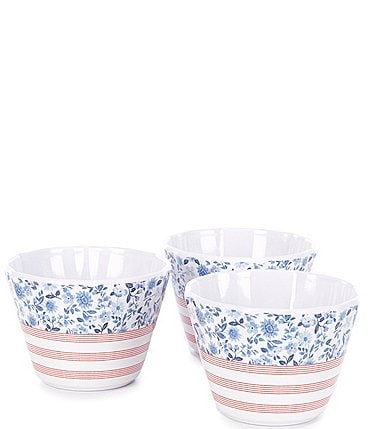 Image of Southern Living Americana Calico Flag Scallop Dip Bowls, Set of 3