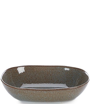 Image of Southern Living Astra Collection Glazed Stoneware Small Teal Oval Baker