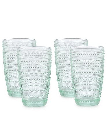 Image of Southern Living Beaded Highball Green Glasses, Set of 4