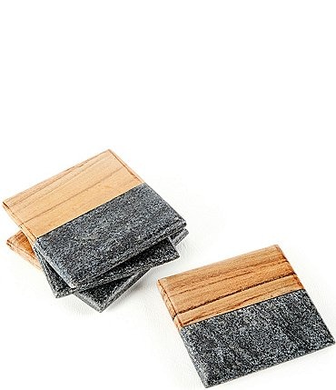 Image of Southern Living Marble & Acacia Wood Square Coasters, Set of 4