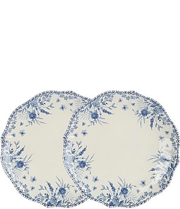 Image of Southern Living Caroline Collection Blue & White Chinoiserie Dinner Plates, Set of 2