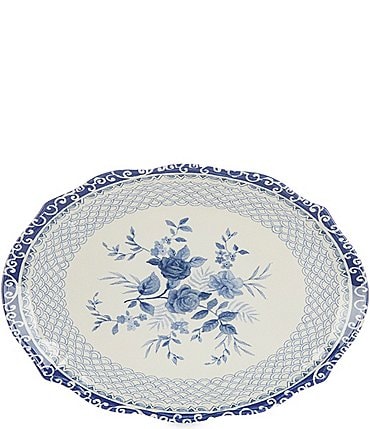Image of Southern Living Caroline Collection Blue & White Chinoiserie Oval Platter