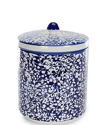 Image of Southern Living Blue & White Collection Chinoiserie Ceramic Medium Canister, Boxed