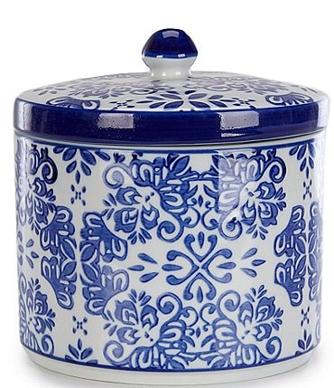 Image of Southern Living Blue & White Collection Chinoiserie Ceramic Small Canister