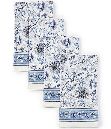 Image of Southern Living Blue Agatha Collection Print Napkins, Set of 4