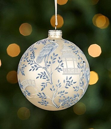 Image of Southern Living Blue Christmas Collection Hand Painted Chinoiserie Glass Ball Ornament