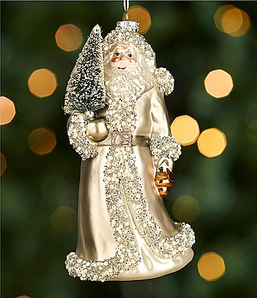 Image of Southern Living Blue Christmas Collection Santa Ornament