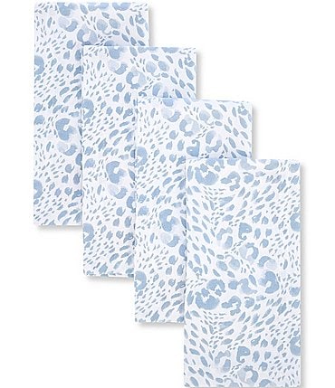 Image of Southern Living Blue Leopard Napkins, Set of 4