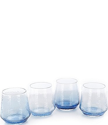 Image of Southern Living Blue Textured Double Old-fashion Glasses, Set of 4