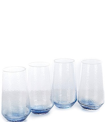 Image of Southern Living Blue Textured Highball Glasses, Set of 4