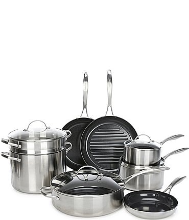 Image of Southern Living by GreenPan Ceramic Nonstick Tri-ply Stainless Steel 12-Piece Cookware Set