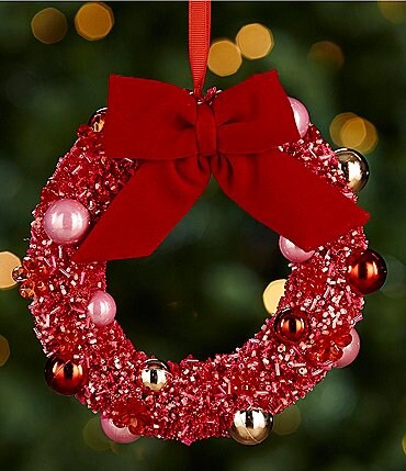 Image of Southern Living Christmas Cheer Collection Beaded Pink Wreath Ornament