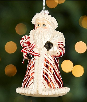 Image of Southern Living Christmas Cheer Collection Candycane Santa Ornament