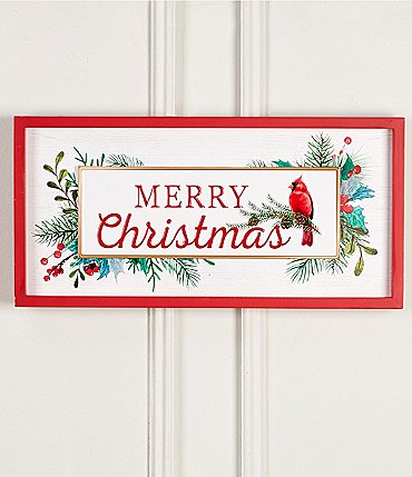 Image of Southern Living Christmas Cheer Collection Merry Chirstmas Cardinal Sign Decor