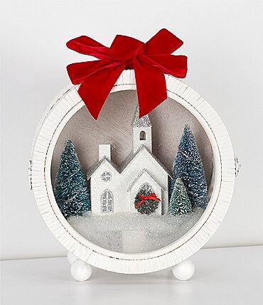 Image of Southern Living Christmas Cheer Collection Pre-Lit Winter Scene in Rattan Case