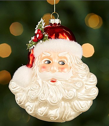 Image of Southern Living Christmas Cheer Collection Santa Head Glass Ornament