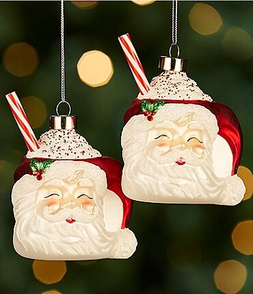 Image of Southern Living Christmas Cheer Collection Santa Mug Glass Ornament Set
