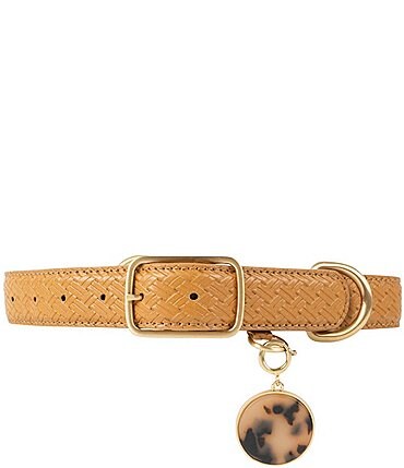 Image of Southern Living Embossed Leather & Tortoise Charm Dog Collar