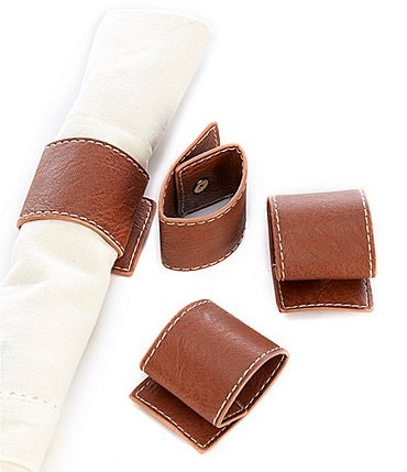 Image of Southern Living Vegan Leather Napkin Rings, Set of 4