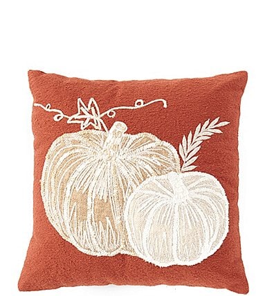 Image of Southern Living Festive Fall Collection Boucle Pumpkins Square Pillow