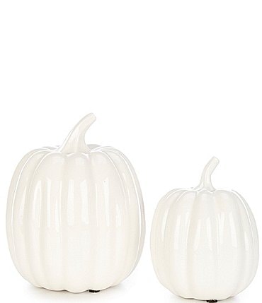 Image of Southern Living Festive Fall Collection Stoneware White Pumpkin 2-Piece Set