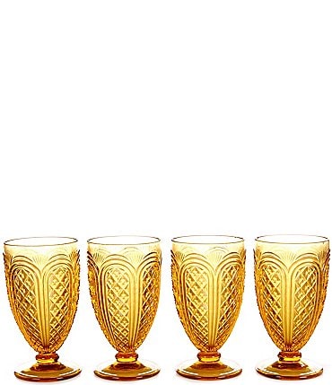 Image of Southern Living Festive Fall Collection Vintage Amber Footed Goblets, Set of 4