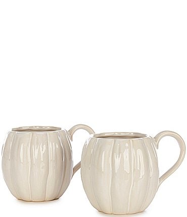 Image of Southern Living Festive Fall Collection White Pumpkin Mugs, Set of 2