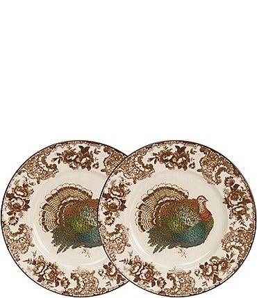 Image of Southern Living Festive Fall Turkey Toile Accent Plates, Set of 2