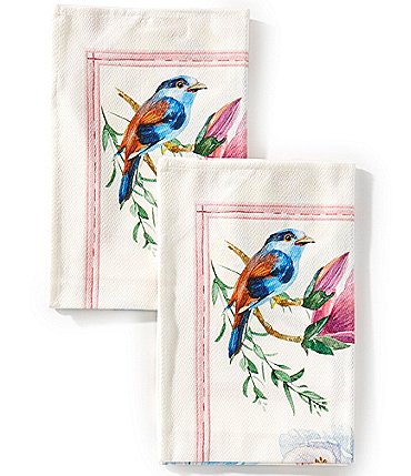 Image of Southern Living Floral Bird Collection Kitchen Towels, Set of 2