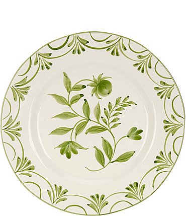 Image of Southern Living Genevieve Collection Green Hand Painted Dinner Plate