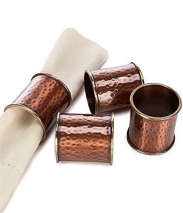 Image of Southern Living Hammered Napkin Rings, Set of 4