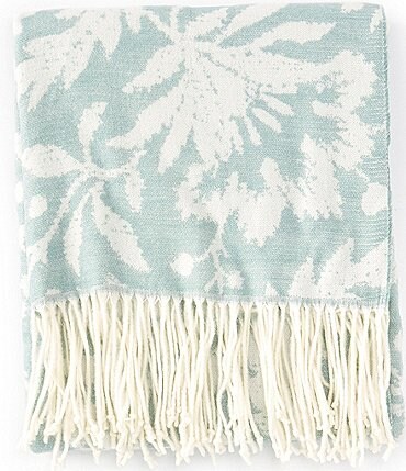 Image of Southern Living Harlow Acrylic Fringed Floral Print Throw Blanket