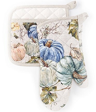 Image of Southern Living Festive Fall Collection Heirloom Pumpkin Oven Mitt and Pot Holder Set