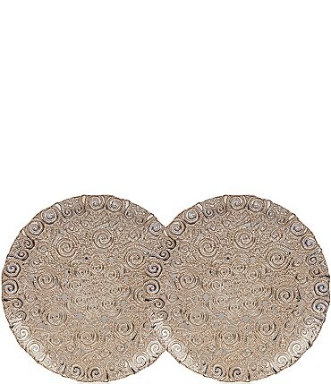 Image of Southern Living Holiday 13" Round Gold Swirl Bombay Charger Plate, Set of 2