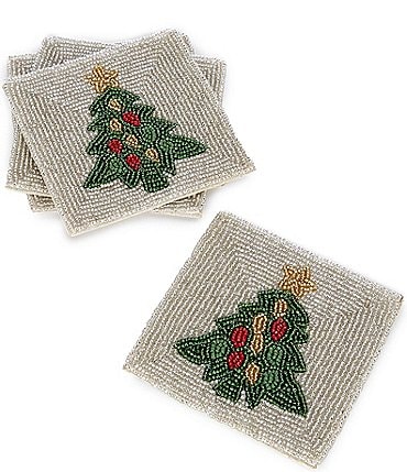 Image of Southern Living Holiday Christmas Tree Bead Coasters, Set of 4