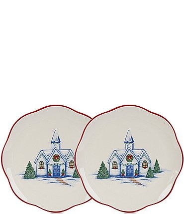 Image of Southern Living Holiday Church Accent Plates, Set of 2