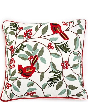 Image of Southern Living Holiday Collection Embroidered Cardinal Pillow