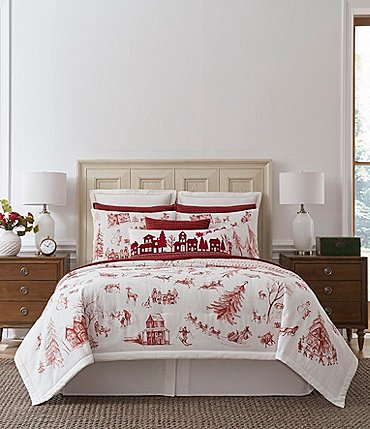 Image of Southern Living Holiday Collection Jovie Christmas Toile Comforter Mini Set