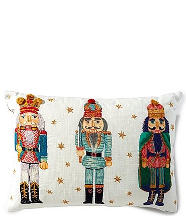 Image of Southern Living Holiday Collection Nutcracker Embroidered Lumbar Pillow