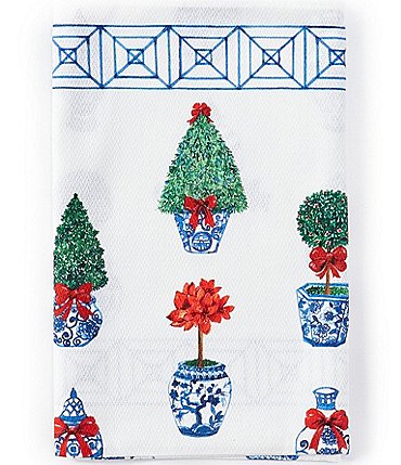 Image of Southern Living Holiday Chinoiserie Topiary Print Dish Towel