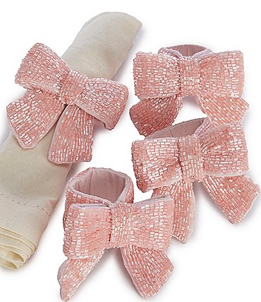 Image of Southern Living Holiday Pink Bow Napkin Rings, Set of 4