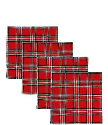 Image of Southern Living Holiday Red Tartan Plaid Napkins, Set of 4