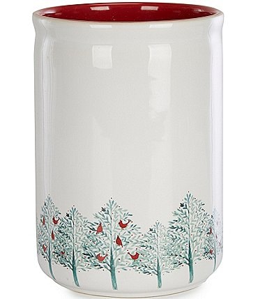 Image of Southern Living Holiday Tree & Cardinal Utensil Crock