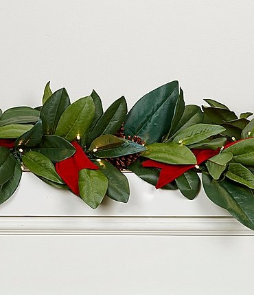 Image of Southern Living Home Decor Collection LED Lighted 9-ft. Magnolia Garland