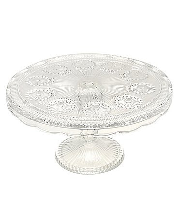 Image of Southern Living Medium Pressed Glass Floral Cake Plate