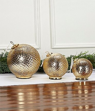 Image of Southern Living LED Lit Champagne Mercury Glass Ornament Tabletop Decor