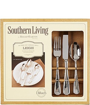 Image of Southern Living Leigh 45-Piece Stainless Steel Flatware Set