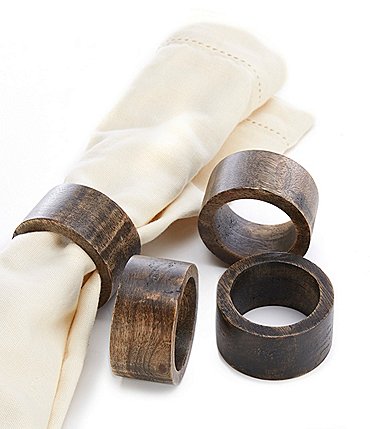 Image of Southern Living Mango Wood Napkin Rings, Set of 4