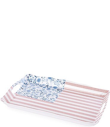 Image of Southern Living Melamine Americana Calico Flag  Scalloped Handle Appetizer Tray