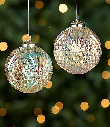 Image of Southern Living Miracle & Wonder Collection Iridescent Faceted Glass Ball Ornament Set